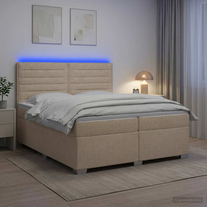 Boxspringbed met matras Crèmekleurig 200 x 200 cm Stof