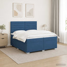 Boxspringbed 200x200 cm blauw met matras en hoofdeinde