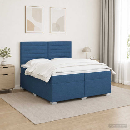 Boxspringbed met matras met hoofdeinde Blauw 200 x 200 cm Stof