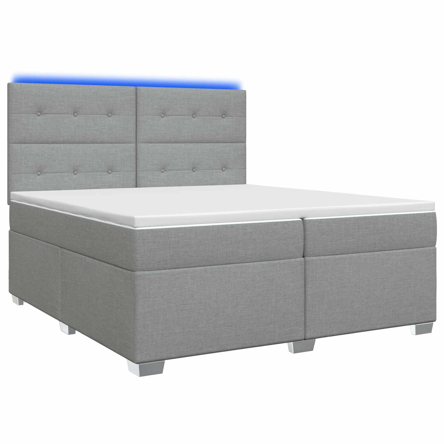 Boxspringbed met matras Lichtgrijs 200 x 200 cm Stof