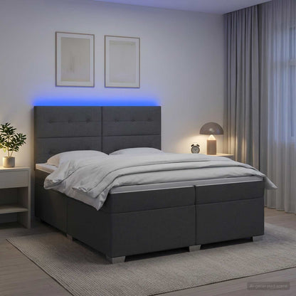 Boxspringbed met matras Donkergrijs 200 x 200 cm Stof
