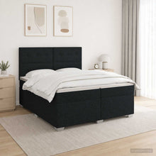 Boxspringbed met matras met hoofdeinde Zwart 200 x 200 cm Stof
