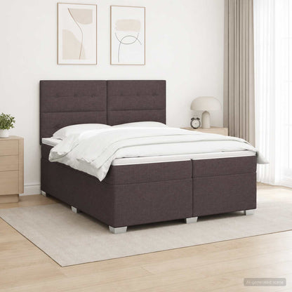 Boxspringbed met matras Donkerbruin 200 x 200 cm Stof