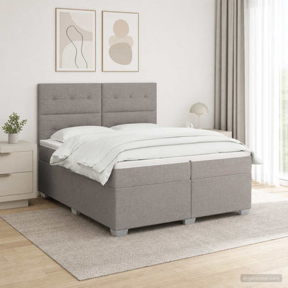 Boxspringbed met matras met hoofdeinde Taupe 200 x 200 cm Stof