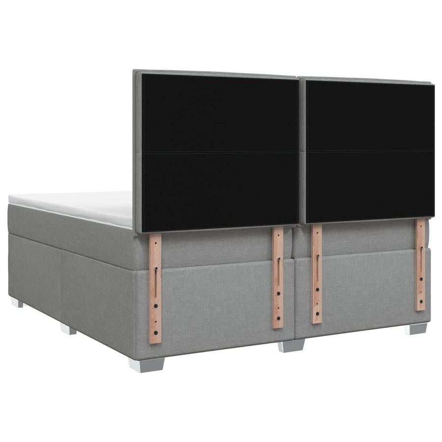 Boxspringbed met matras Lichtgrijs 200 x 200 cm Stof
