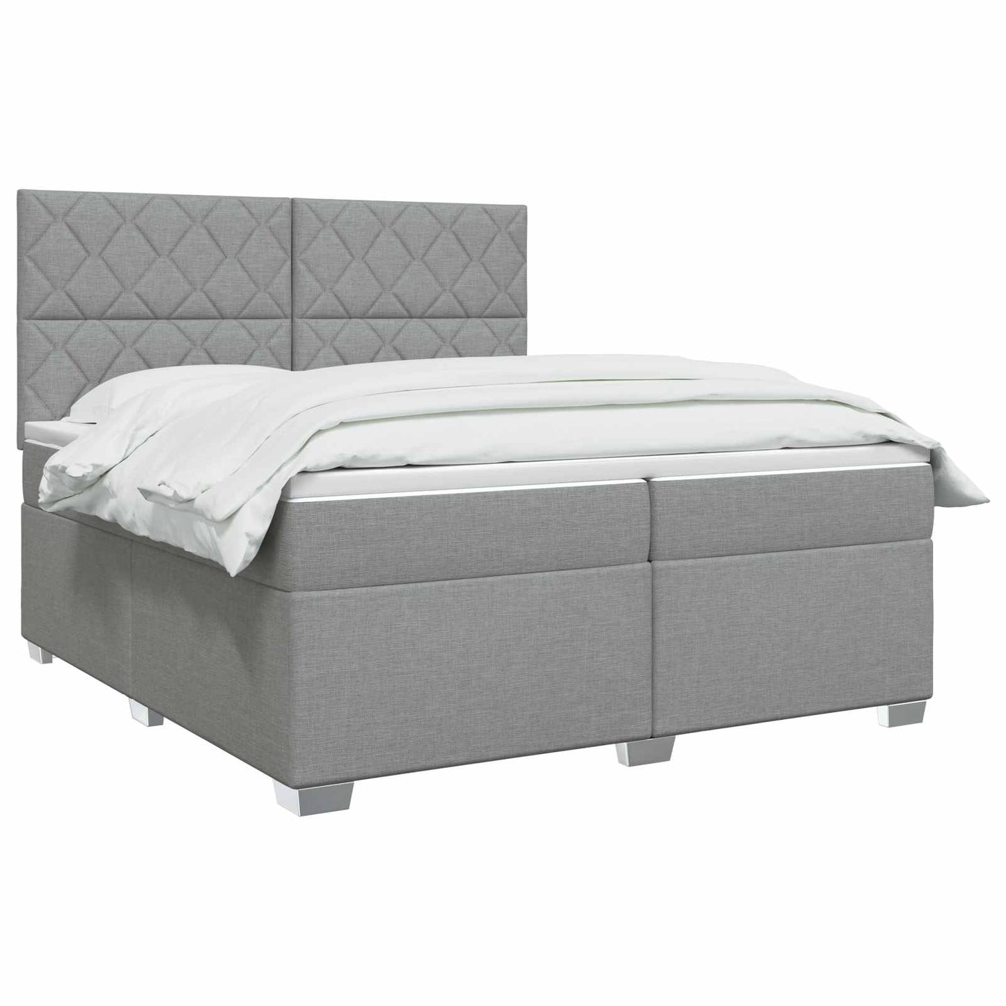 Boxspringbed met matras Lichtgrijs 200 x 200 cm Stof
