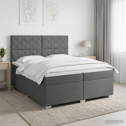 Boxspringbed met matras Donkergrijs 200 x 200 cm Stof
