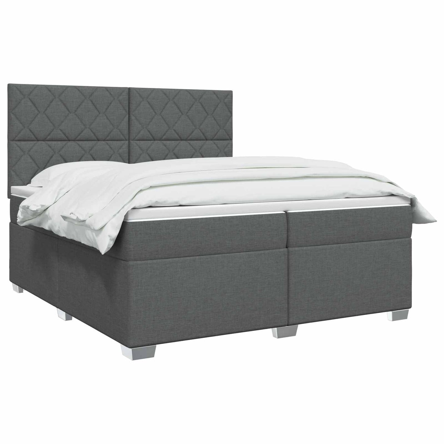 Boxspringbed met matras Donkergrijs 200 x 200 cm Stof