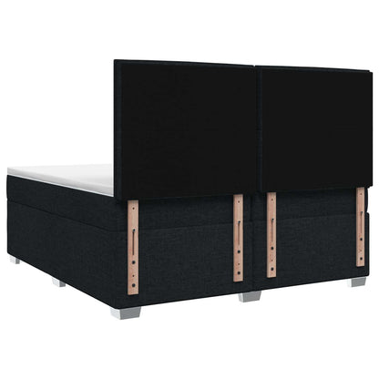 Boxspringbed met matras met hoofdeinde Zwart 200 x 200 cm Stof