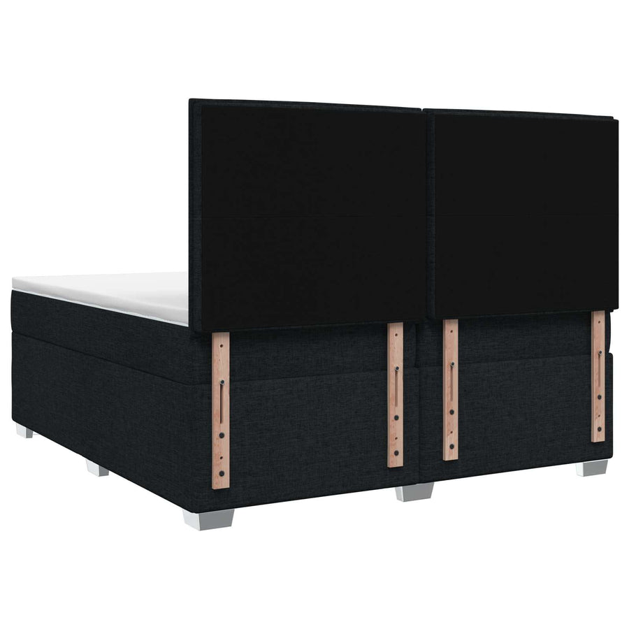 Boxspringbed met matras met hoofdeinde Zwart 200 x 200 cm Stof