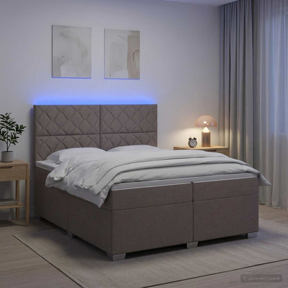Boxspringbed met matras met hoofdeinde Taupe 200 x 200 cm Stof