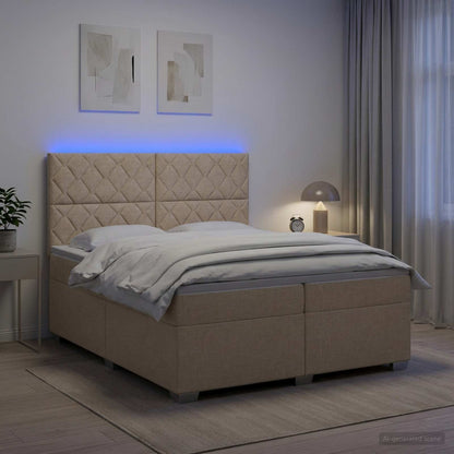 Boxspringbed met matras Crèmekleurig 200 x 200 cm Stof