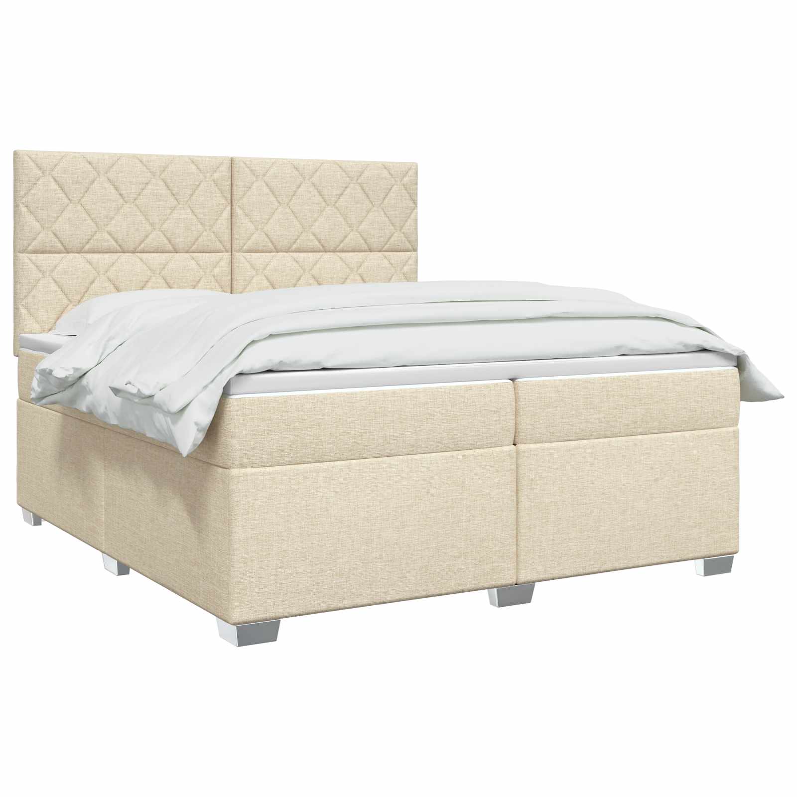Boxspringbed met matras Crèmekleurig 200 x 200 cm Stof