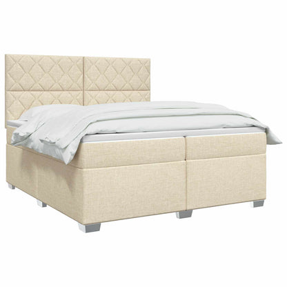 Boxspringbed met matras Crèmekleurig 200 x 200 cm Stof