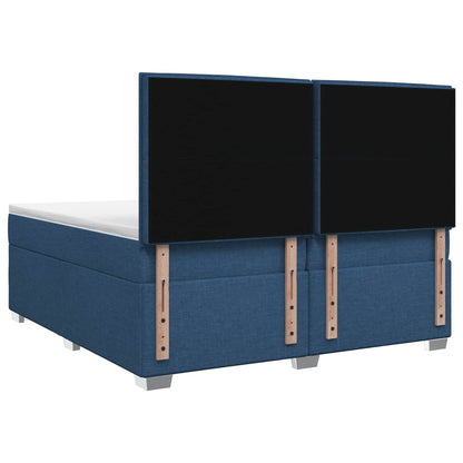 Boxspringbed met matras met hoofdeinde Blauw 200 x 200 cm Stof