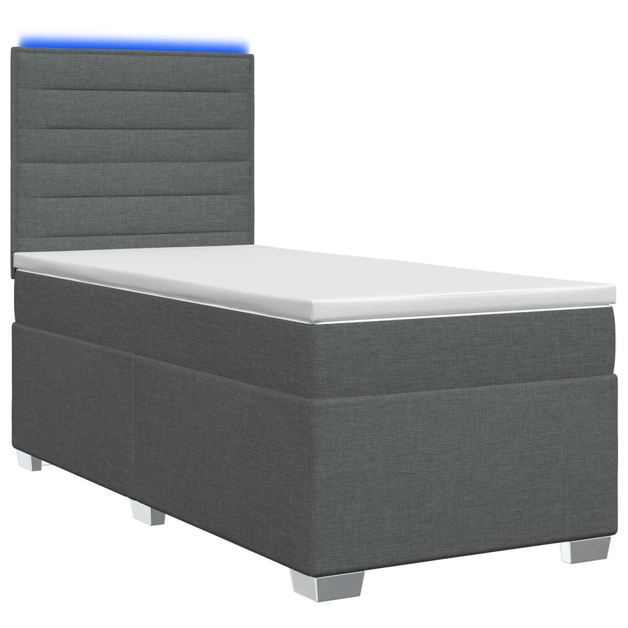 Boxspring Bed met Matras en LED Donkergrijs 90 x 190 cm Stof