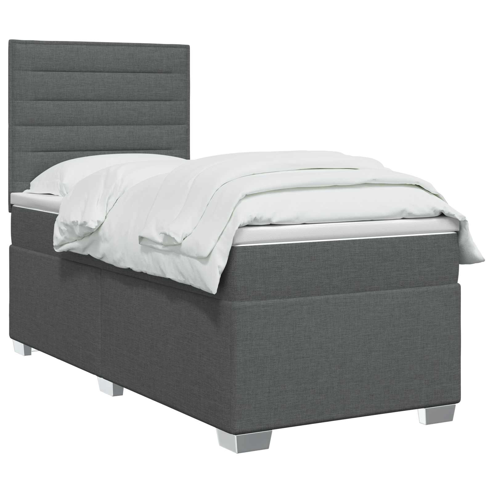Boxspring Bed met Matras en LED Donkergrijs 90 x 190 cm Stof
