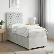 Boxspringbed 90x200 cm lichtgrijs fluweel