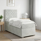 Boxspring bed 90x190 cm lichtgrijs fluweel met matras led