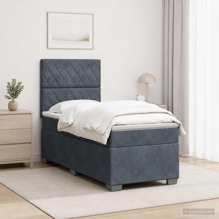 Boxspringbed met matras Donkergrijs 100 x 200 cm Fluweel