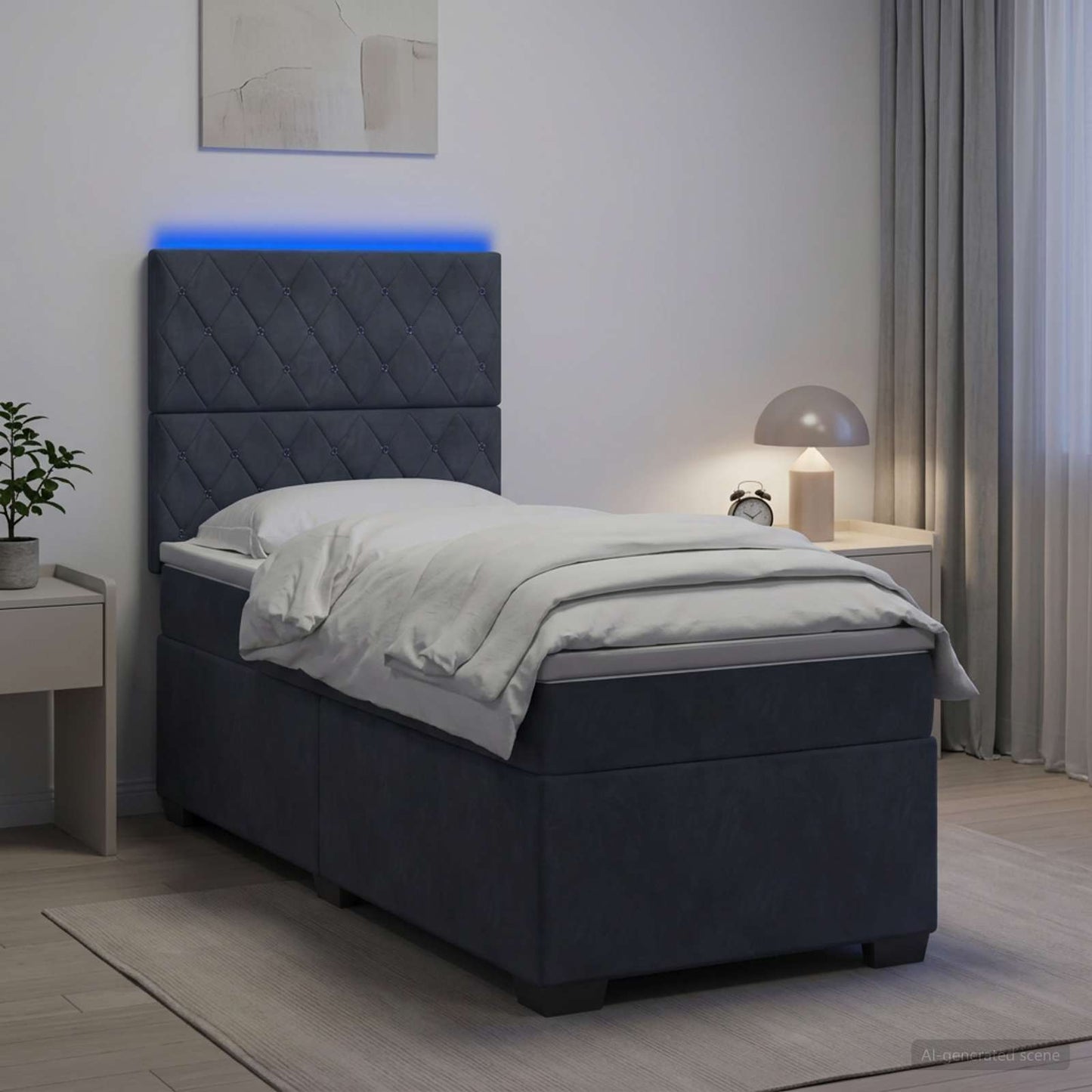 Boxspringbed met matras Donkergrijs 100 x 200 cm Fluweel