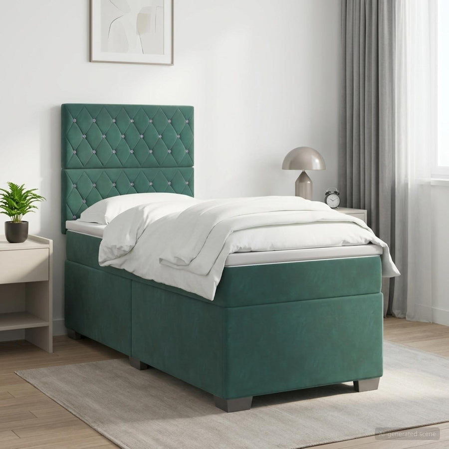 Boxspringbed met matras Donkergroen 90 x 200 cm Fluweel