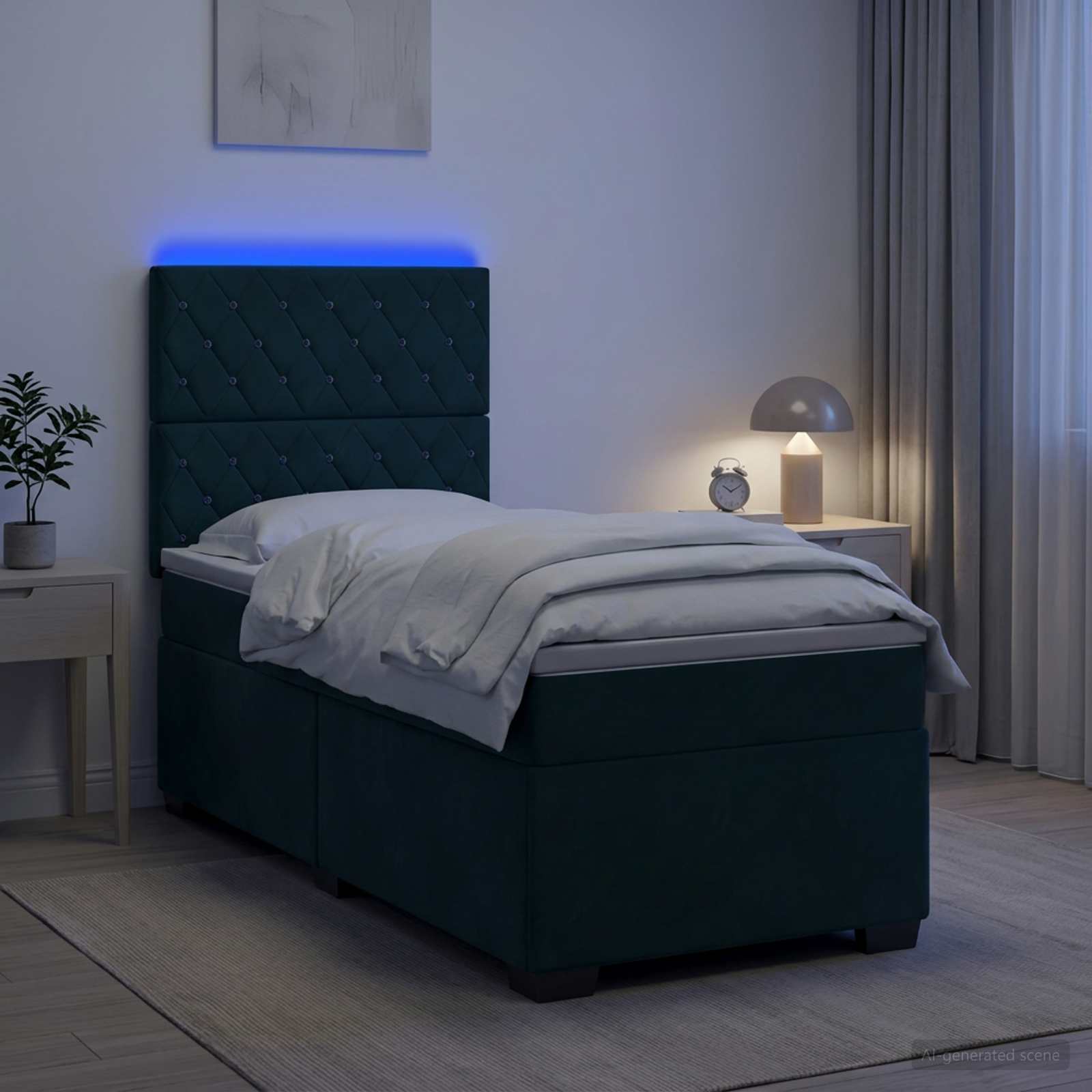 Boxspringbed met matras Donkergroen 90 x 200 cm Fluweel