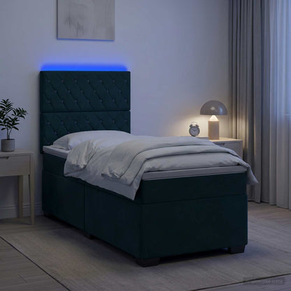 Boxspringbed met matras Donkergroen 90 x 200 cm Fluweel