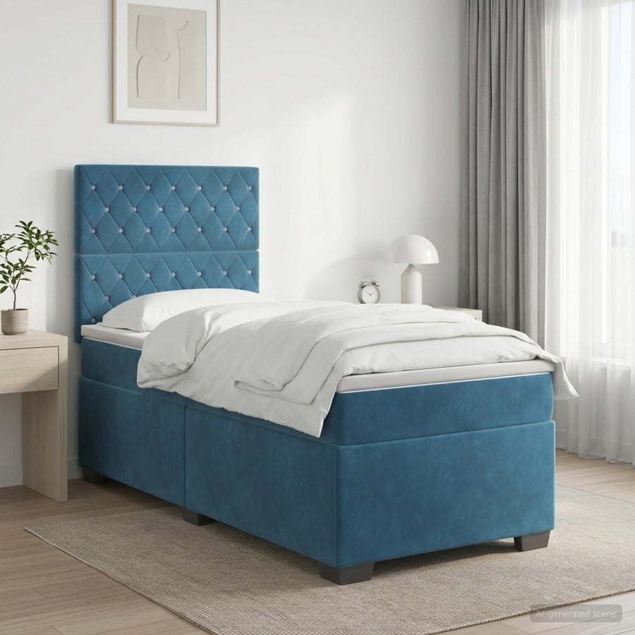 Boxspringbed met matras Blauw 90 x 190 cm Fluweel