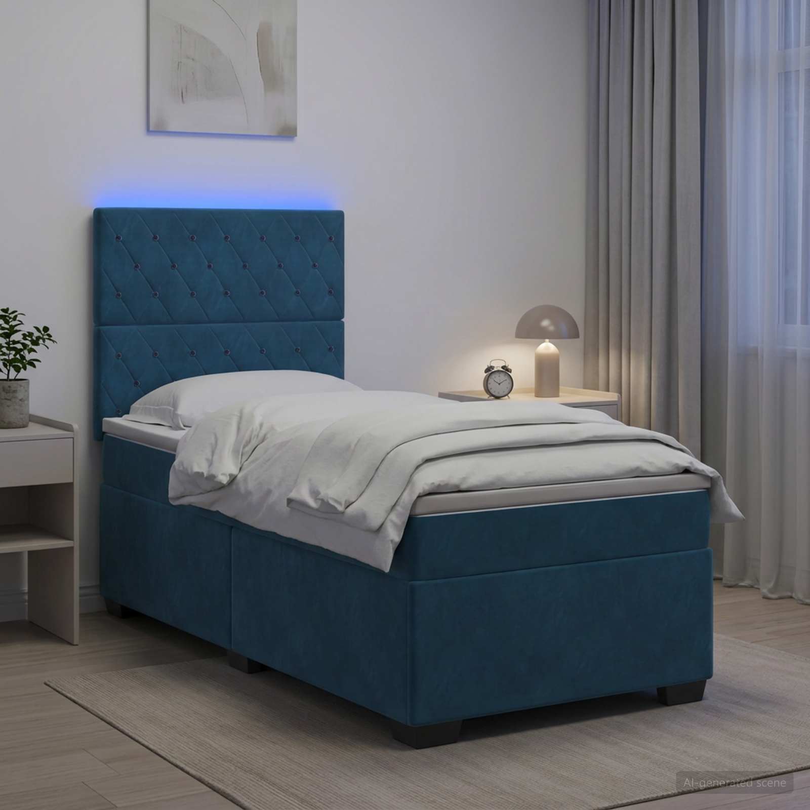 Boxspringbed met matras Blauw 90 x 200 cm Fluweel
