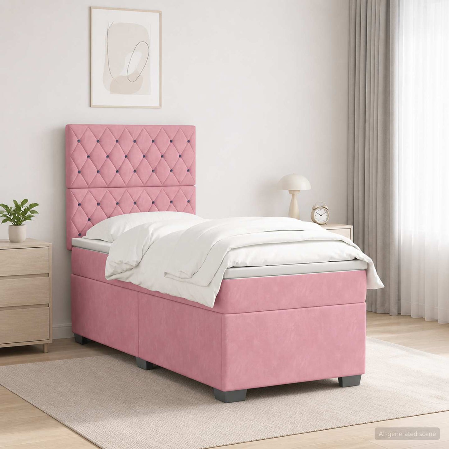 Boxspringbed met matras met hoofdeinde Roze 80 x 200 cm Fluweel