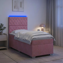 Boxspringbed met matras met hoofdeinde Roze 80 x 200 cm Fluweel