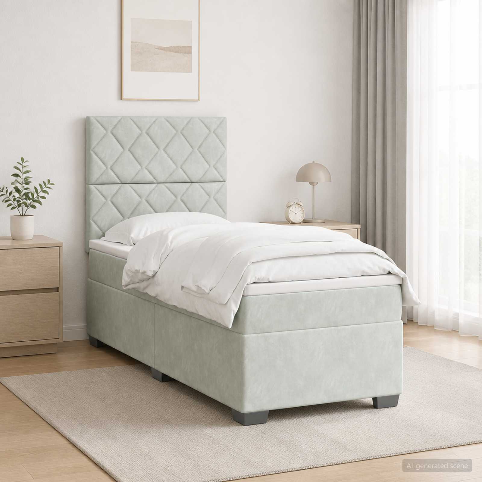 Boxspringbed met matras Lichtgrijs 80 x 200 cm Fluweel