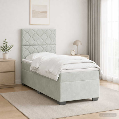 Boxspringbed met matras Lichtgrijs 80 x 200 cm Fluweel