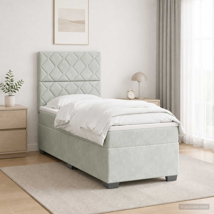 Boxspringbed met matras Lichtgrijs 80 x 200 cm Fluweel