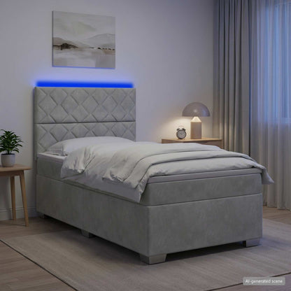 Boxspringbed met matras Lichtgrijs 80 x 200 cm Fluweel