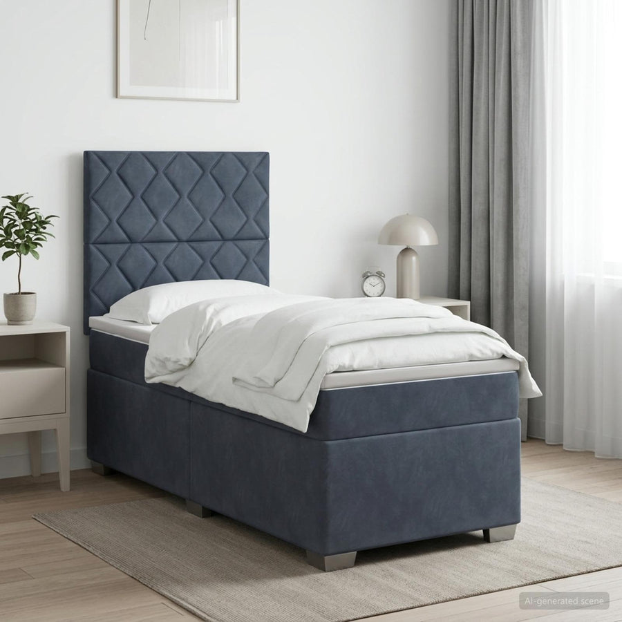 Boxspringbed met matras Donkergrijs 90 x 200 cm Fluweel