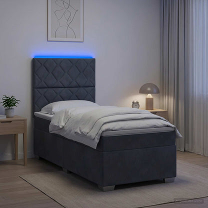 Boxspringbed met matras Donkergrijs 90 x 200 cm Fluweel