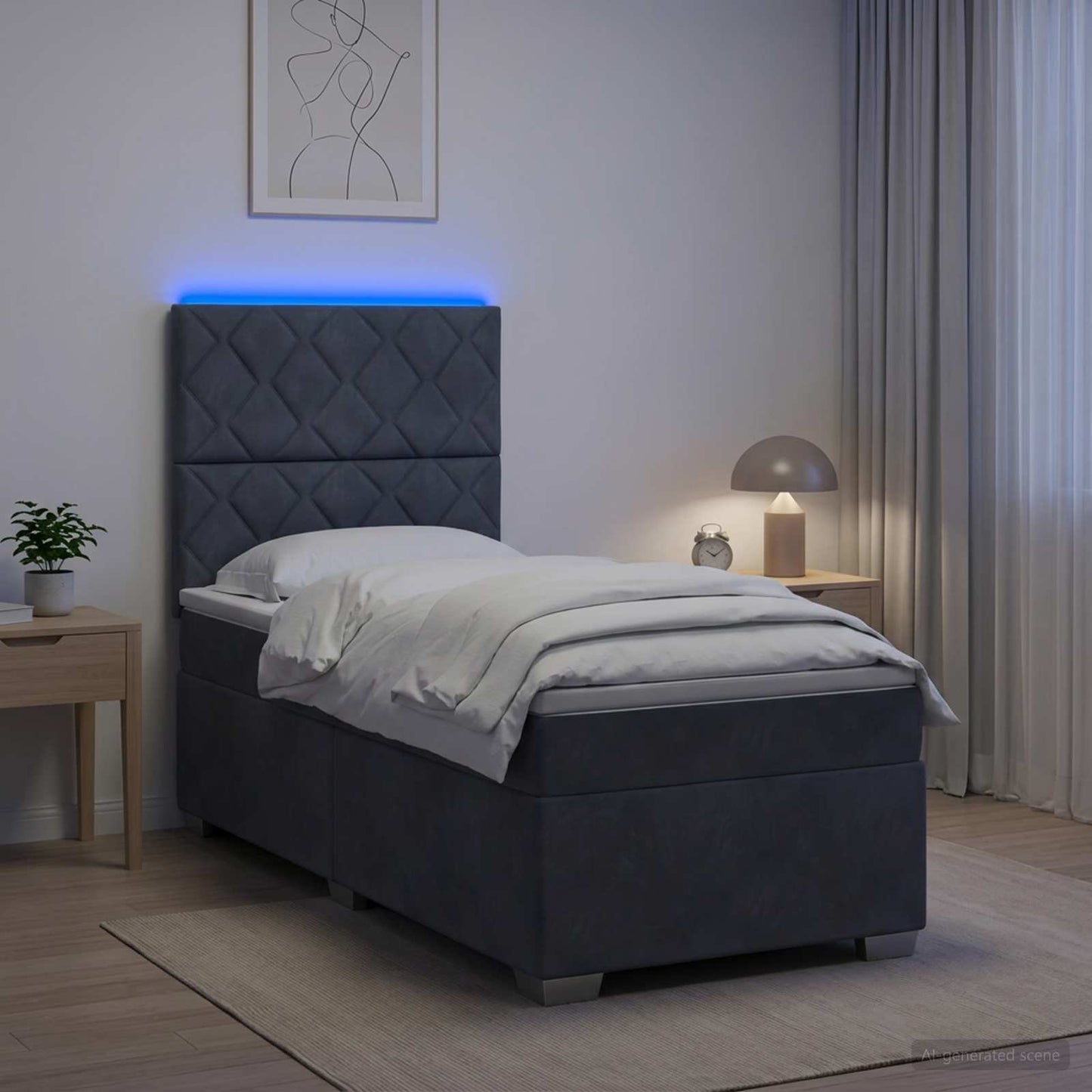 Boxspringbed met matras Donkergrijs 100 x 200 cm Fluweel