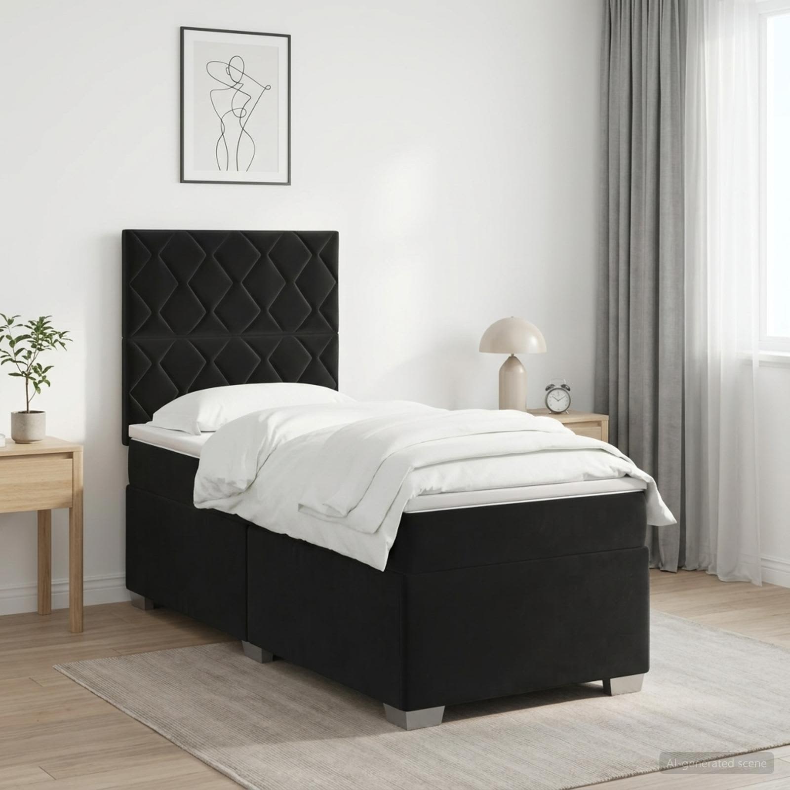 Boxspringbed met matras Zwart 80 x 200 cm Fluweel
