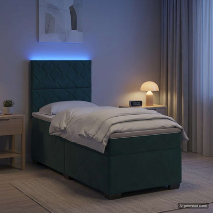 Boxspringbed met matras Donkergroen 90 x 200 cm Fluweel