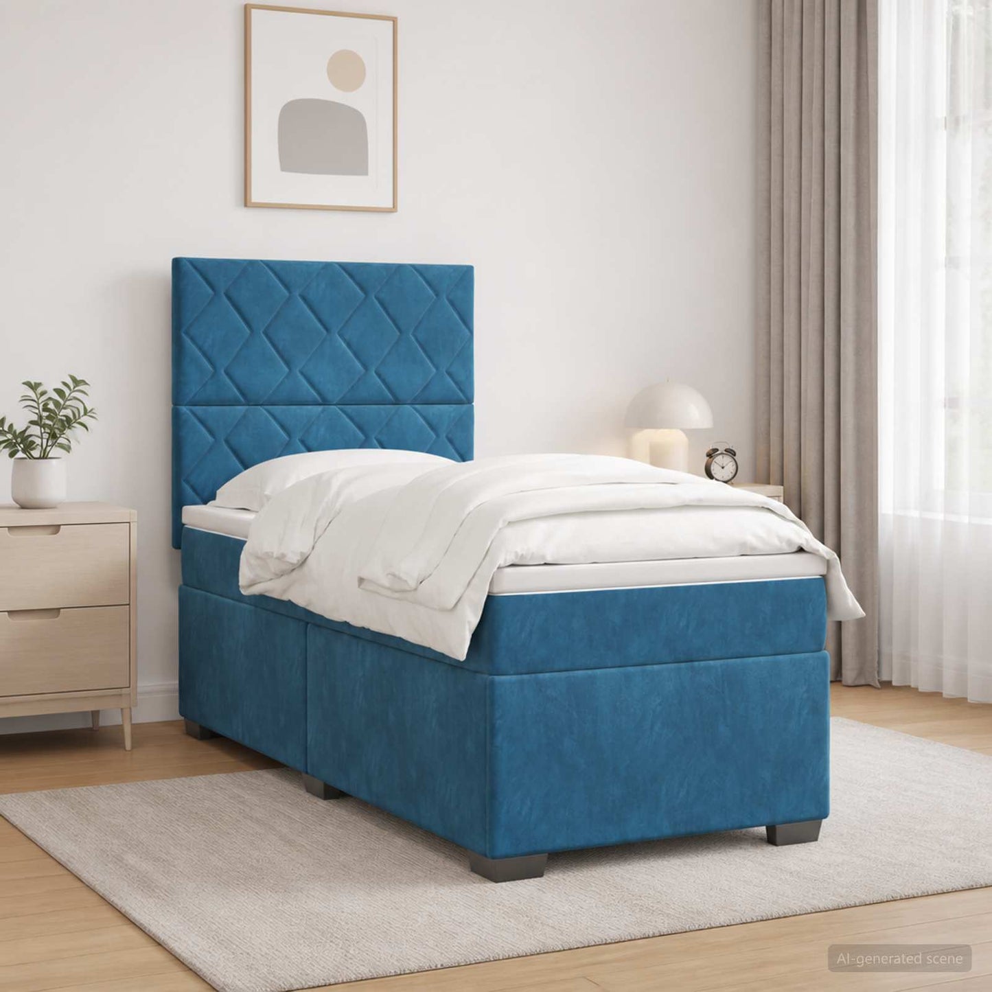Boxspringbed met matras Blauw 80 x 200 cm Fluweel