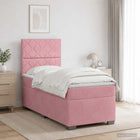 Boxspringbed met matras 100x200 cm roze fluweel