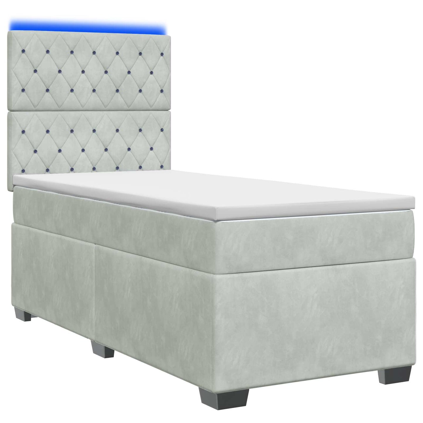 Boxspringbed met matras Lichtgrijs 90 x 190 cm Fluweel
