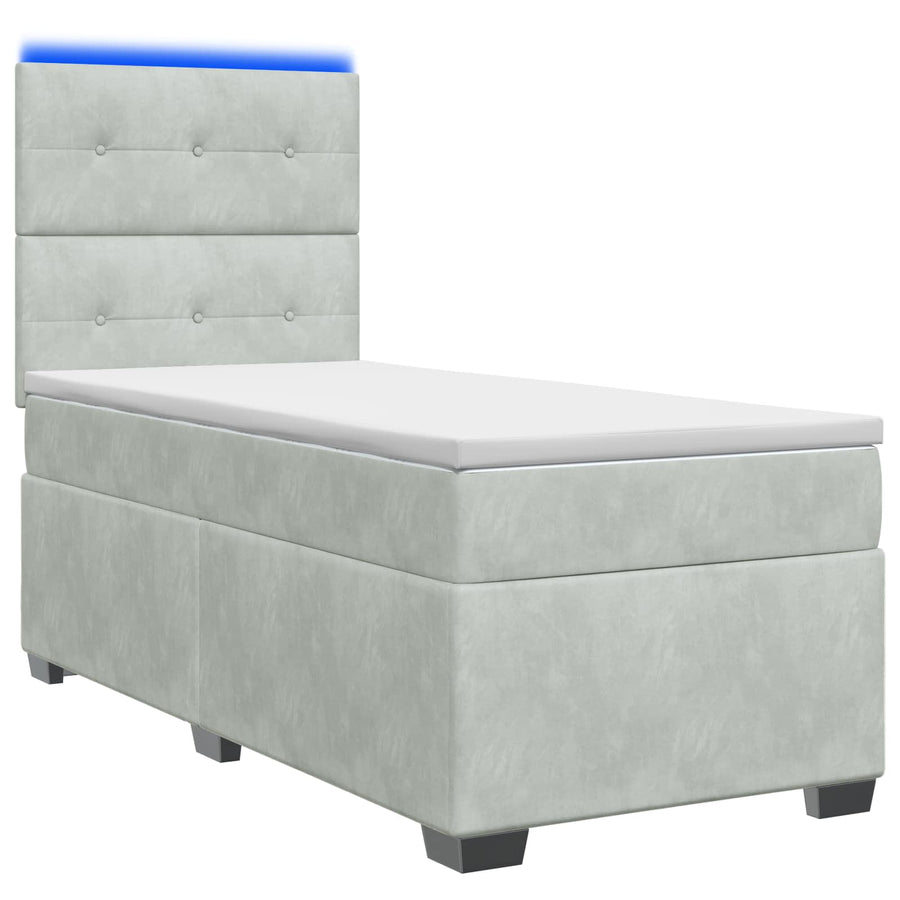Boxspringbed met matras Lichtgrijs 90 x 190 cm Fluweel