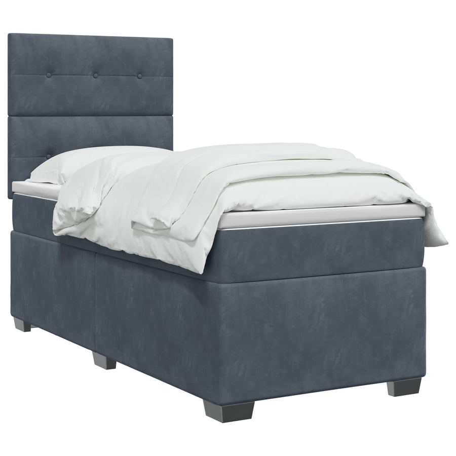 Boxspringbed met matras Donkergrijs 90 x 190 cm Fluweel