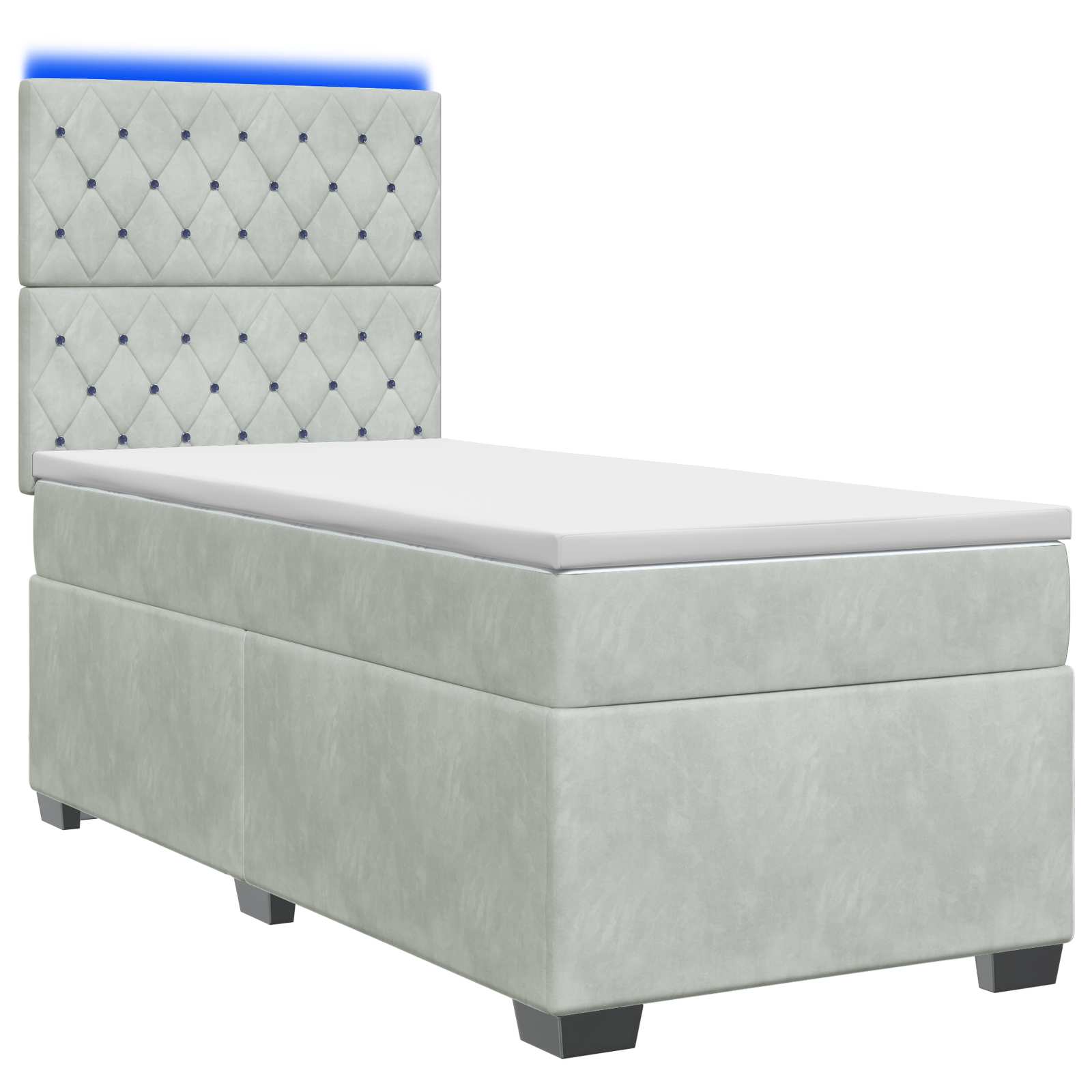 Boxspringbed met matras Lichtgrijs 90 x 200 cm Fluweel