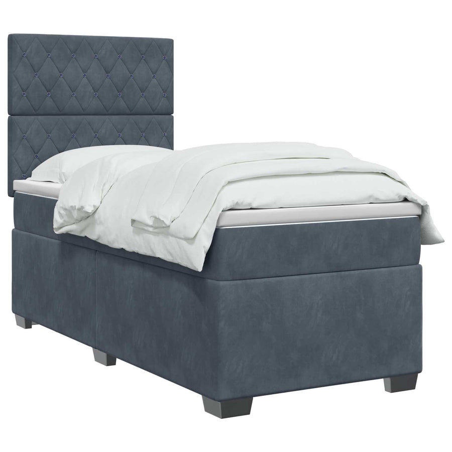 Boxspringbed met matras Donkergrijs 90 x 200 cm Fluweel