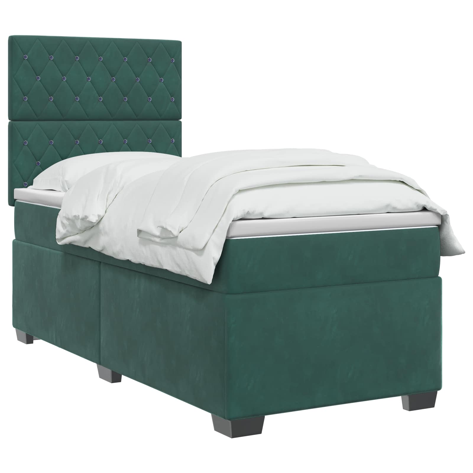 Boxspringbed met matras Donkergroen 90 x 200 cm Fluweel