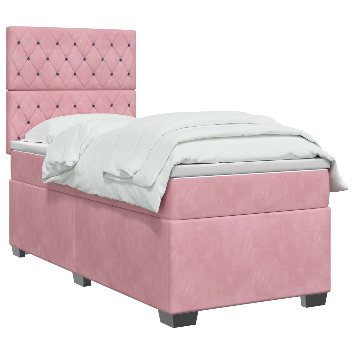Boxspringbed met matras met hoofdeinde Roze 90 x 200 cm Fluweel